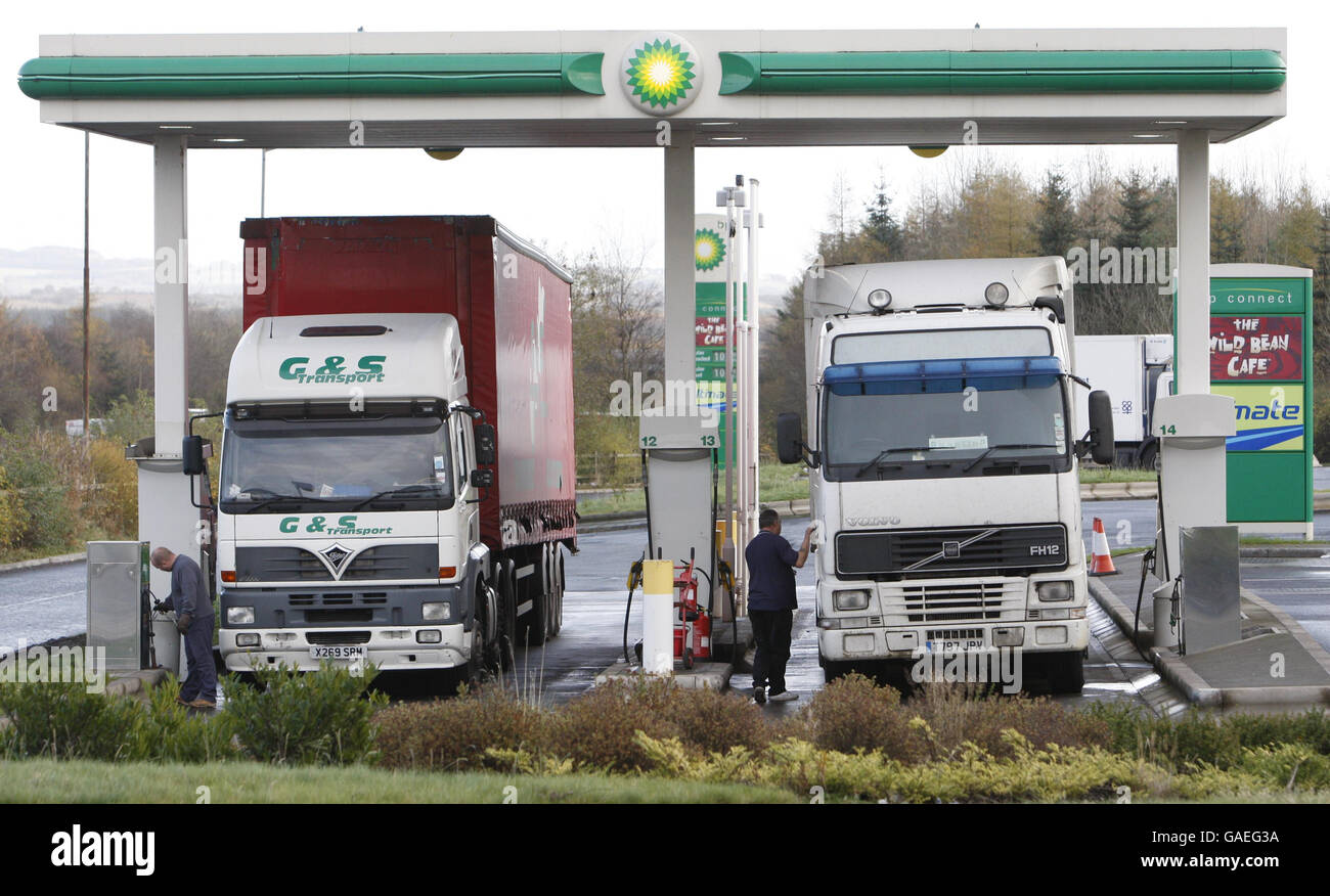 Trucker treffen über Kraftstoffpreise Stockfoto