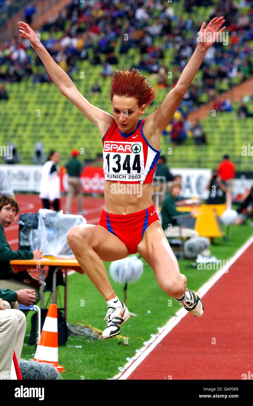 Leichtathletik - Leichtathletik-Meisterschaften - München 2002 - Frauen-Weitsprung-Finale Stockfoto