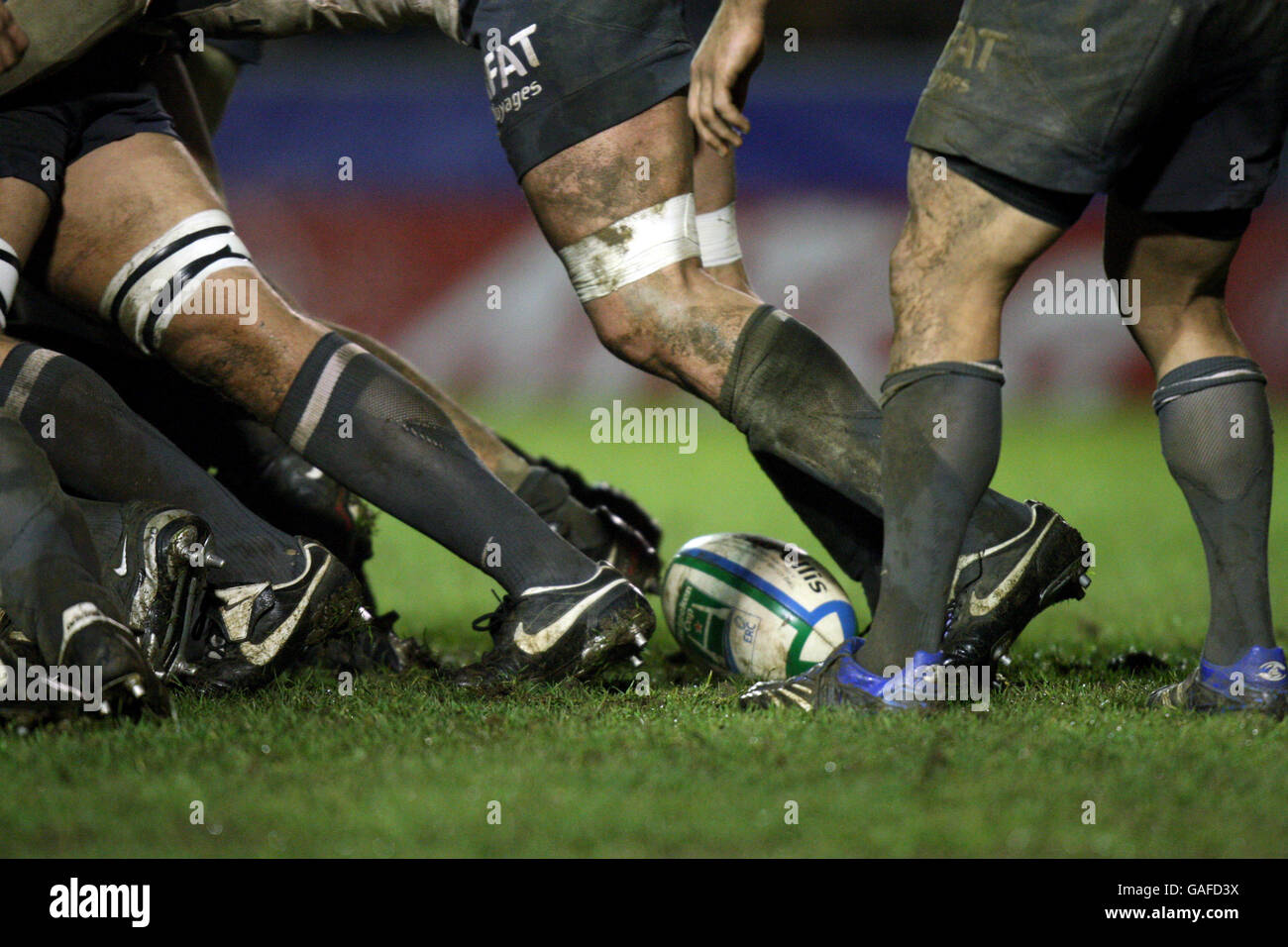 Rugby Union - Heineken Cup - Pool 6 - Runde 3 - Leicester Tigers gegen Toulouse - Welford Road. Der Ball liegt auf der Rückseite eines Rucks. Stockfoto