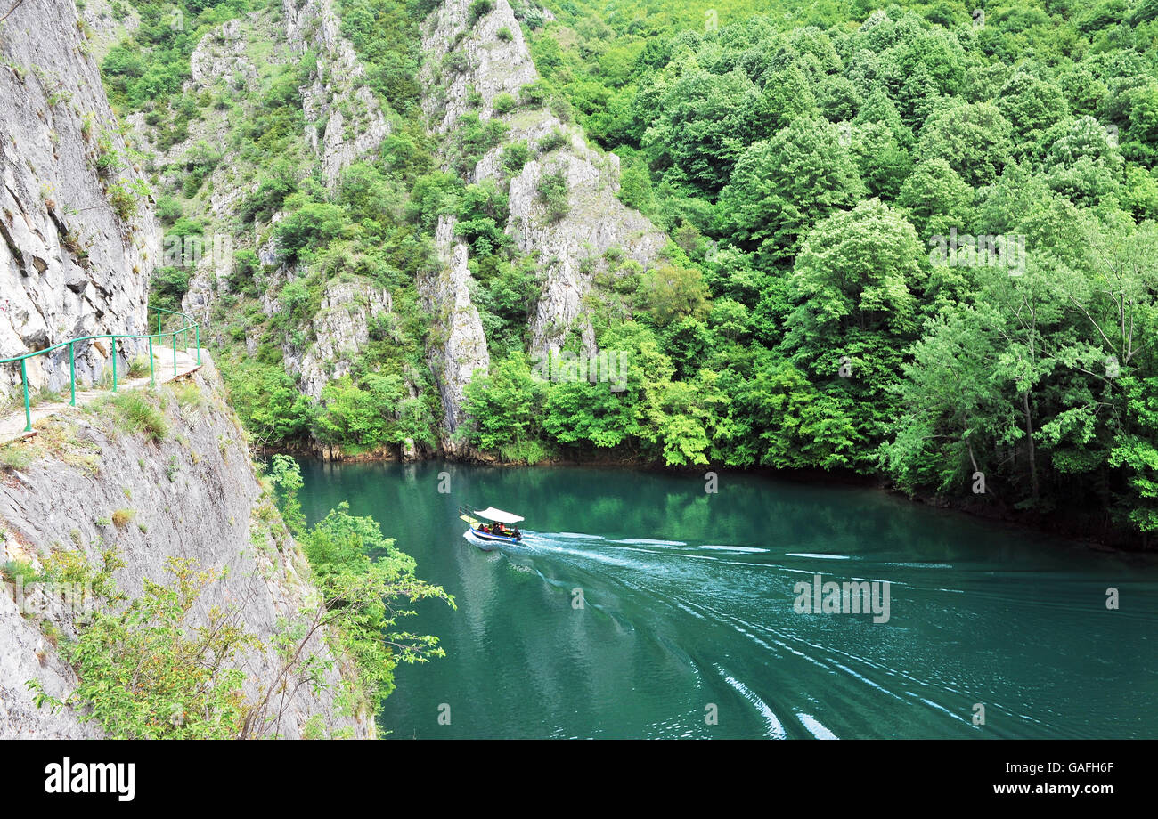 Blick auf den Canyon Matka in Mazedonien Stockfoto