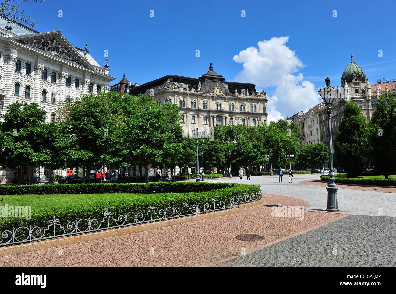 Gebäude im Liberty Square, Budapest, Ungarn Stockfoto
