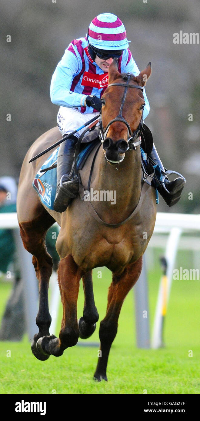 Pferderennen - Tolworth Hurdle Day - Sandown Park Racecourse. Breedsbreeze und Ruby Walsh gewinnen die Anglo Irish Bank Tolworth-Hürde auf der Sandown Park Racecourse in Surrey. Stockfoto