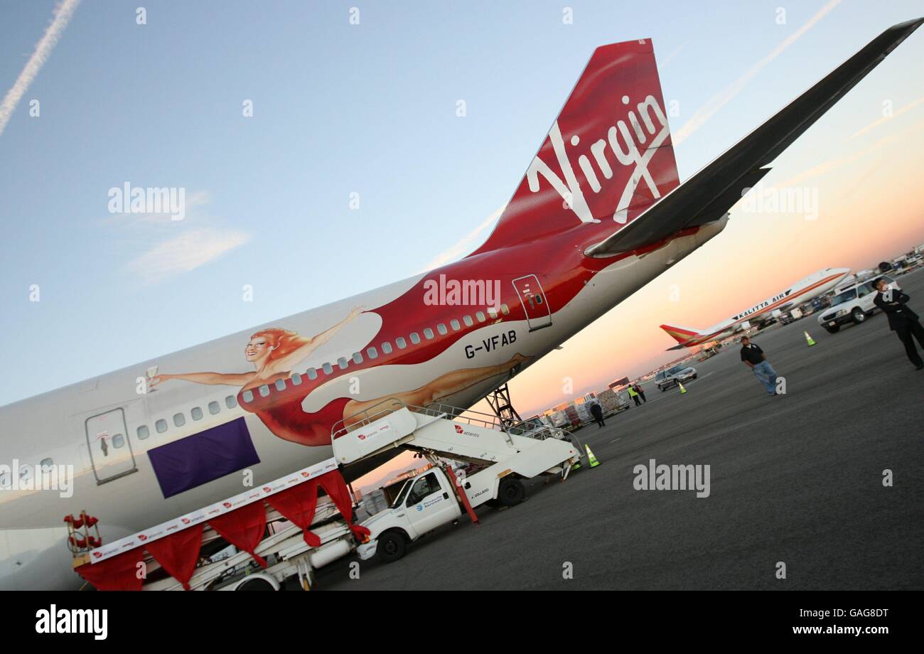 Spice Girls nennen Virgin Atlantic Flugzeug - Los Angeles Stockfoto