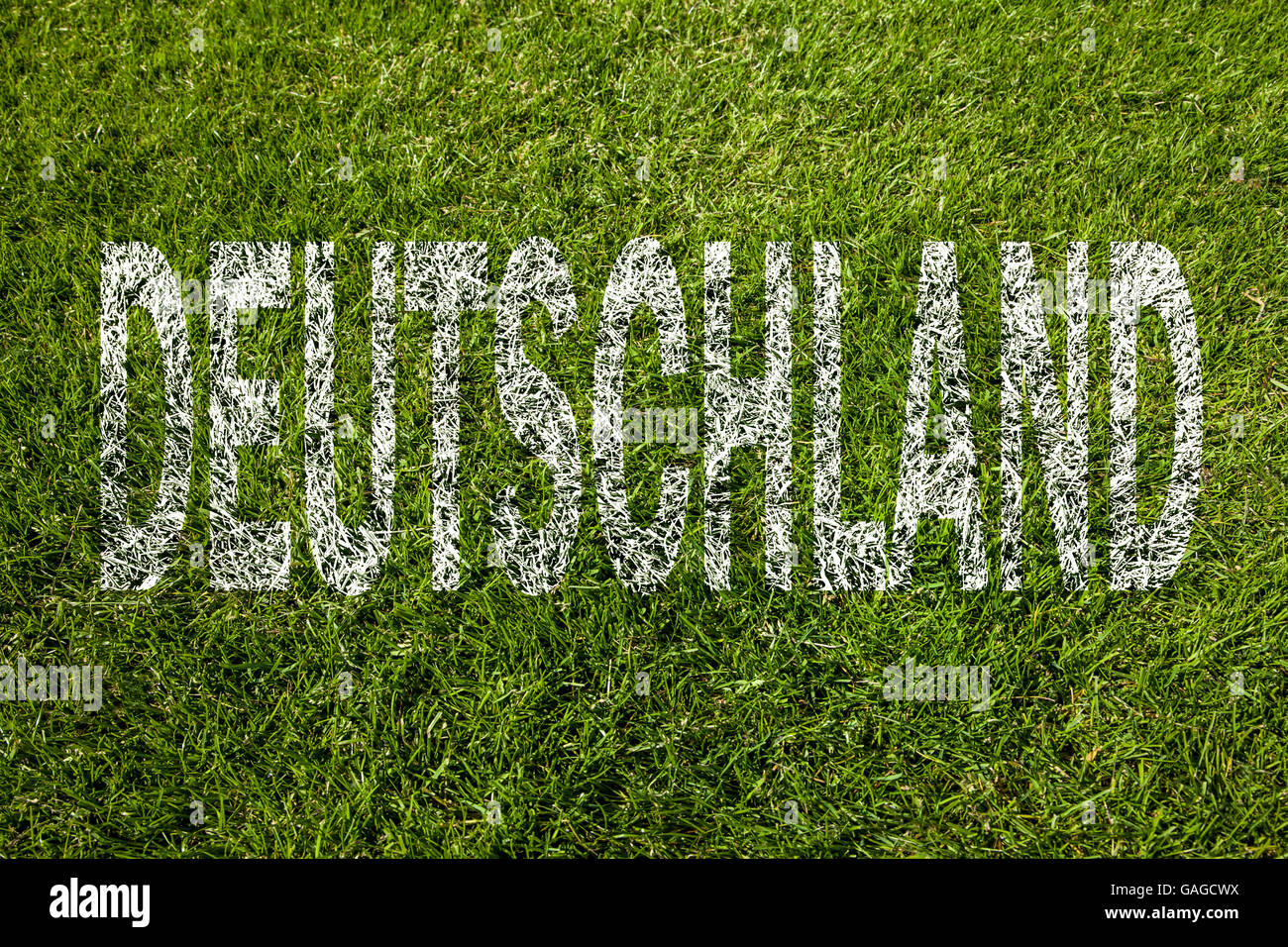 Deutschland-Text auf dem Rasen (in Deutsch) Stockfoto