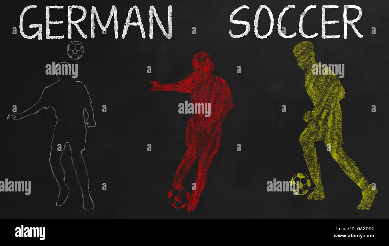 Deutsche Fußball an schwarze Tafel Stockfoto