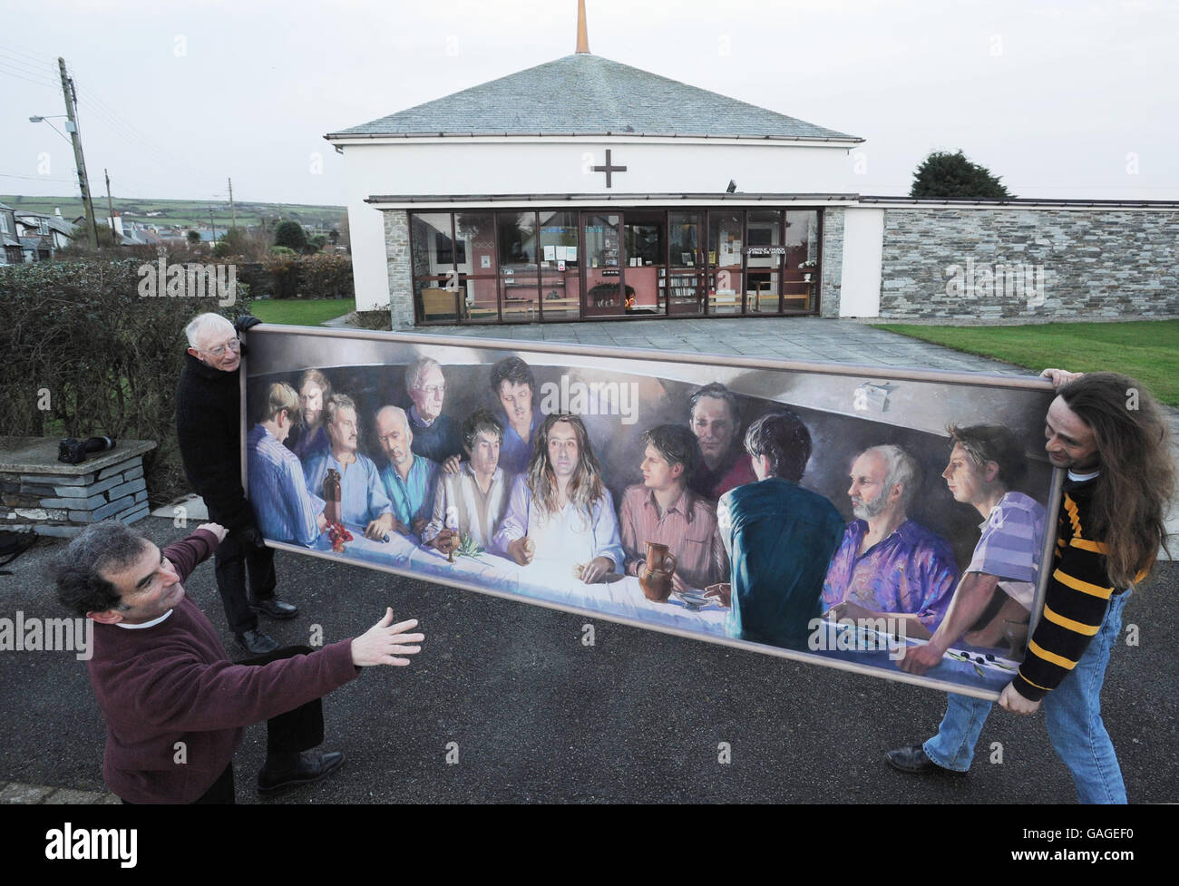 Kirche stellt moderne-Kleid letzte Abendmahl Stockfoto