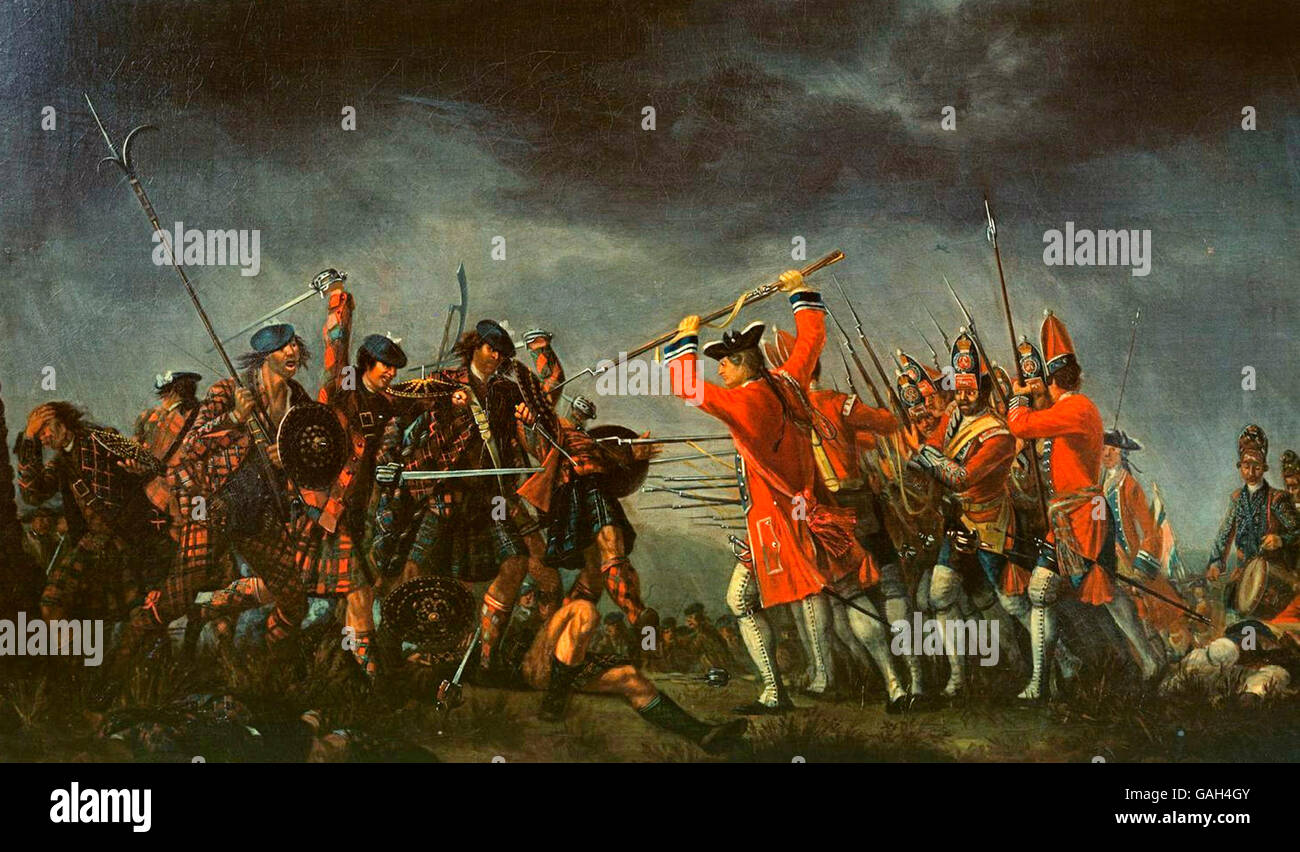 Die Schlacht von Culloden, Öl auf Leinwand, David Morier, 1746. Stockfoto