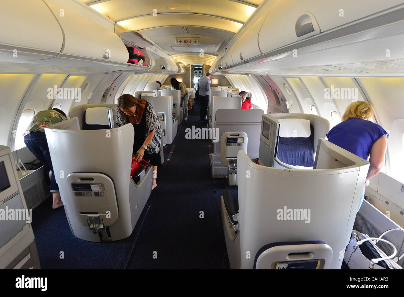 Oberdeck Auf Einer Boeing 747 400 Serie Stockfoto Bild