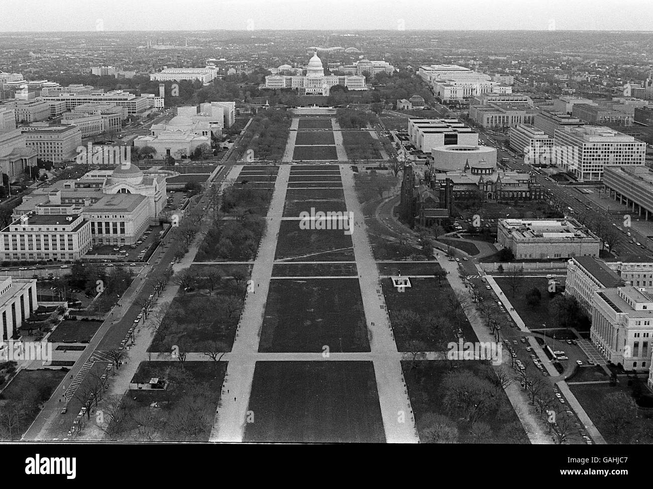 USA-Washington DC-Blick auf US-Kapitol von Washington Monument 1977 1978 B&W Stockfoto