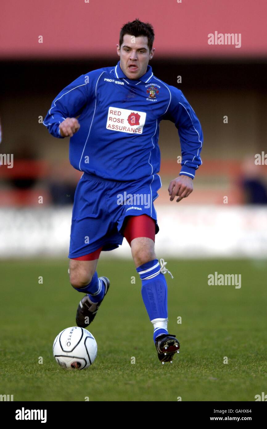 Fußball - Unibond Premier Division - Hyde / Accrington Stanley. Dean Calcutt, Accrington Stanley Stockfoto