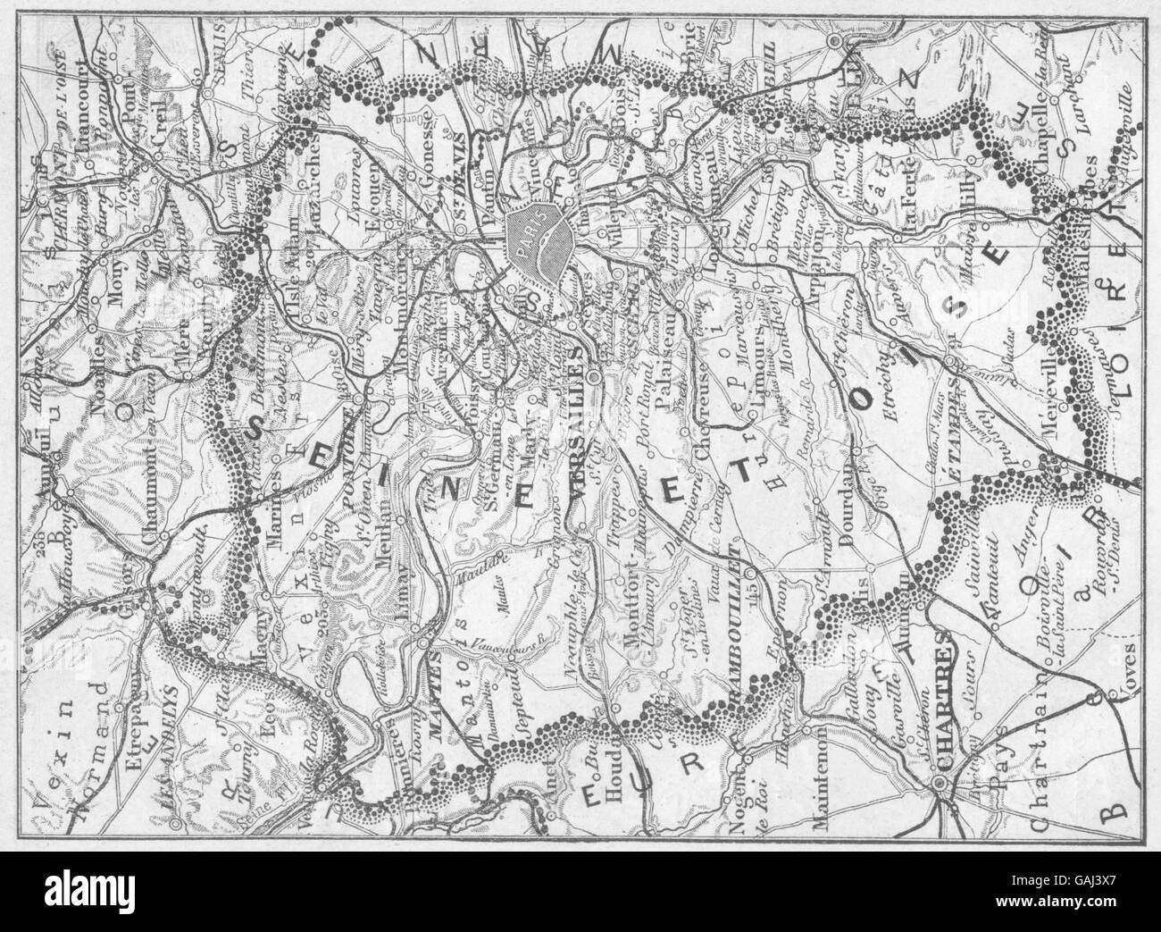Frankreich: Seine-et-Oise, 1878 Antike Landkarte Stockfoto