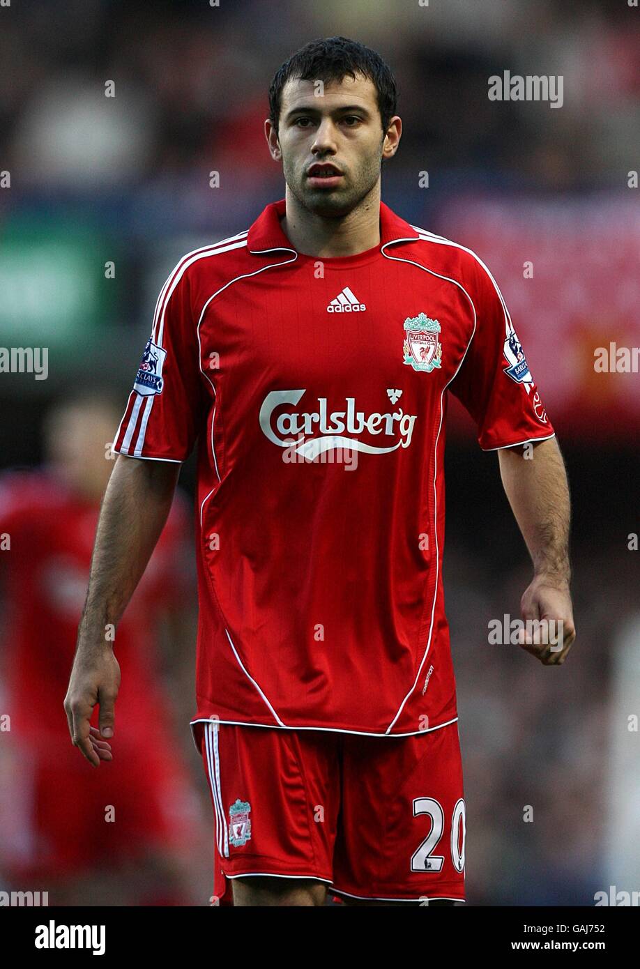 Fußball - Barclays Premier League - Chelsea gegen Liverpool - Stamford Bridge. Javier Mascherano, Liverpool Stockfoto