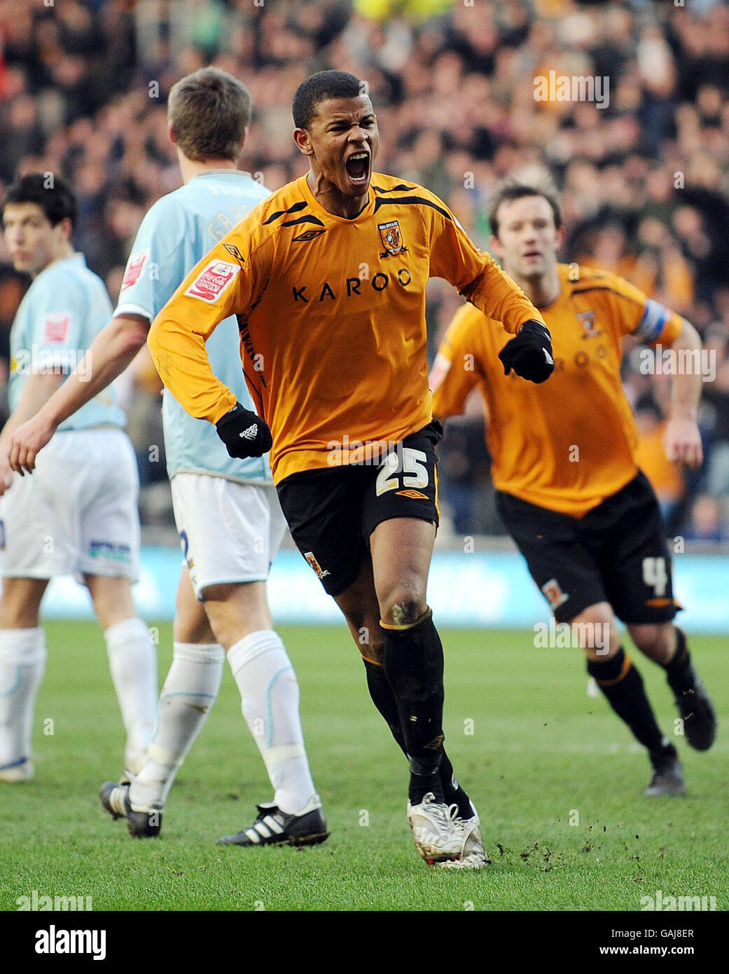 Fraizer Campbell von Hull City feiert sein Tor beim Coca-Cola ...