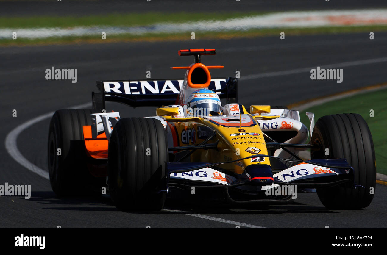 Formel-1-Autorennen - Großer Preis Von Australien - Rennen - Albert Park. Fernando Alonso von Renault während des Formel 1, Australian, Grand Prix im Albert Park, Melbourne, Australien. Stockfoto