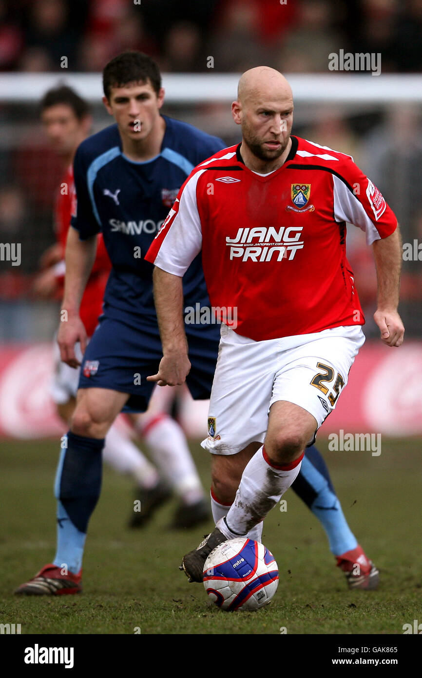 Fußball - Coca-Cola Football League Two - Morecambe / Brentford - Christie Park. Danny Adams, Morecambe Stockfoto