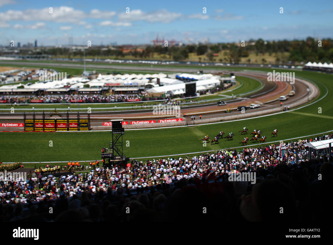 Allgemeine Ansicht der Flemington Rennbahn während des Melbourne Cup Carnival Meetings in Melbourne, Australien. Stockfoto