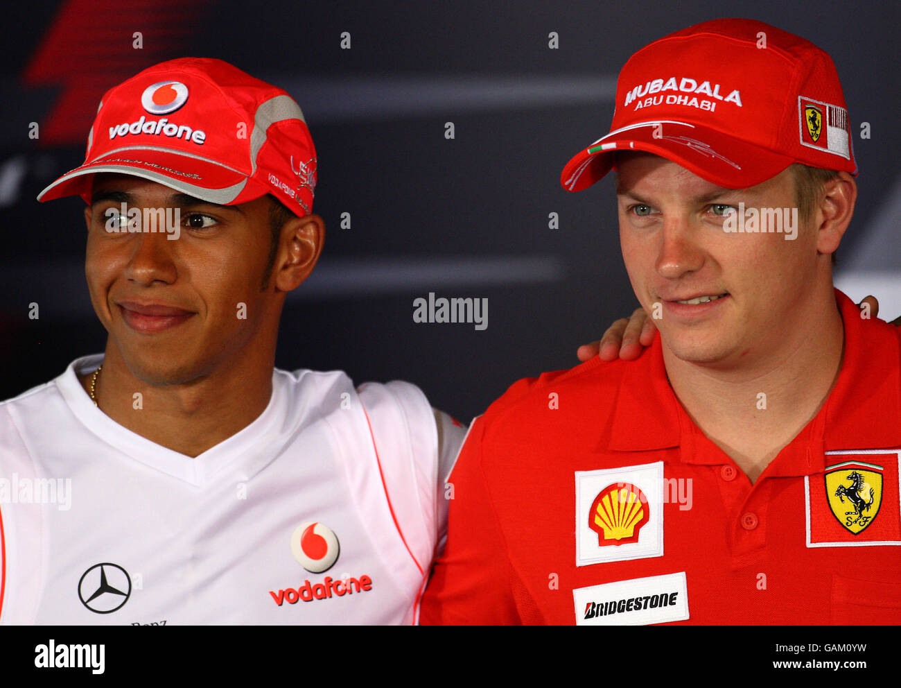Formel-1-Autorennen – Großer Preis Von Australien – Pressekonferenz – Albert Park. Lewis Hamilton und Kimi Räikkönen nehmen an der Pressekonferenz im Albert Park, Melbourne, Teil. Stockfoto