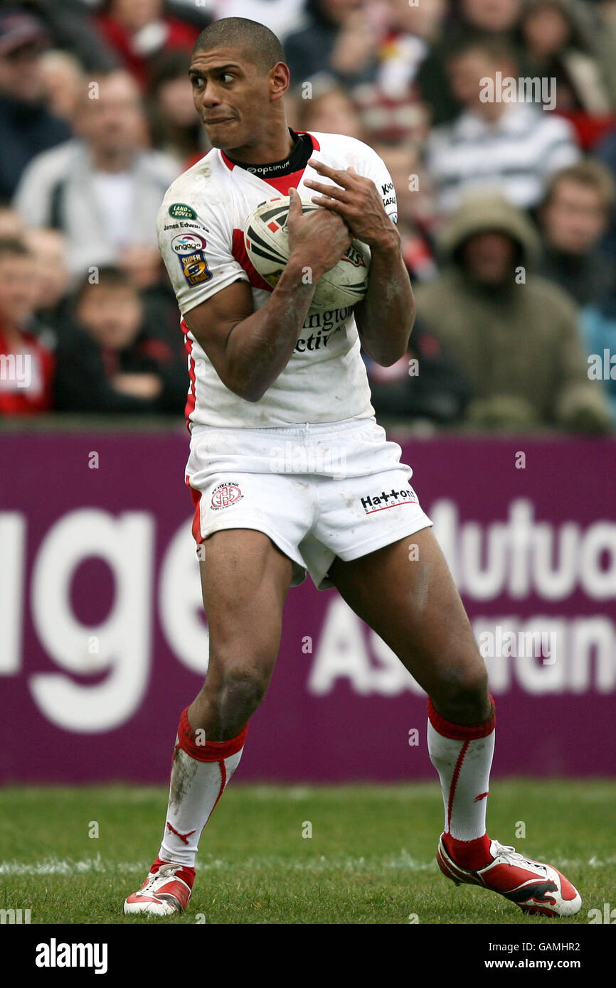 Rugby League - Engage Super League - St Helens gegen Wigan Warriors - Knowsley Road. Leon Pryce, St. Helens Stockfoto