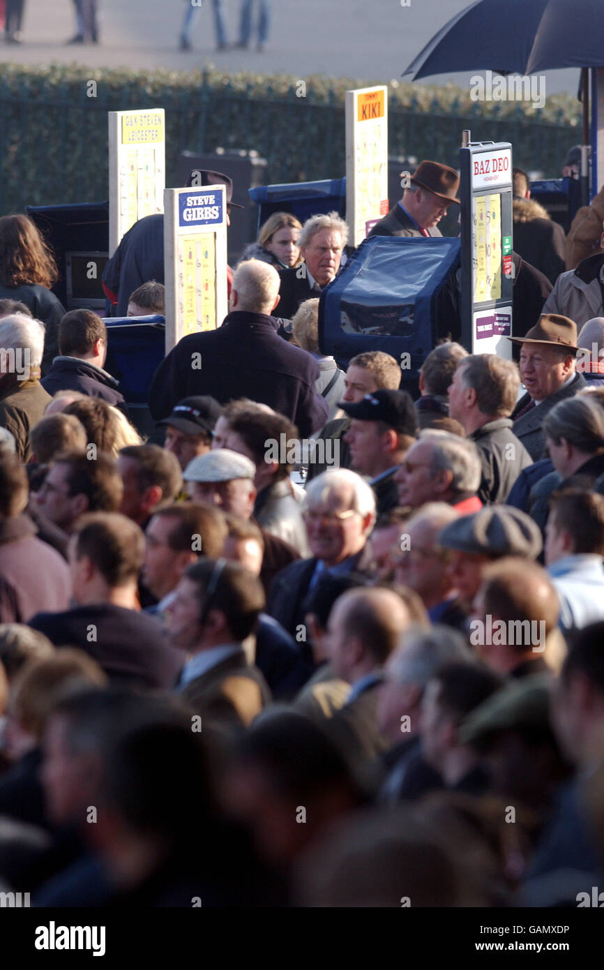 Pferderennen, Kempton Races. Buchmacher Stockfoto