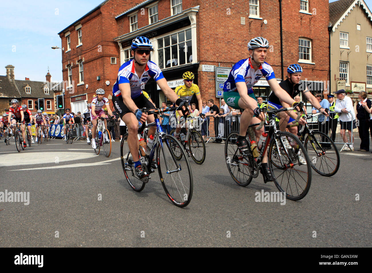 Ein allgemeiner Blick auf die Aktion während der East Midlands International cicle Classic Stockfoto