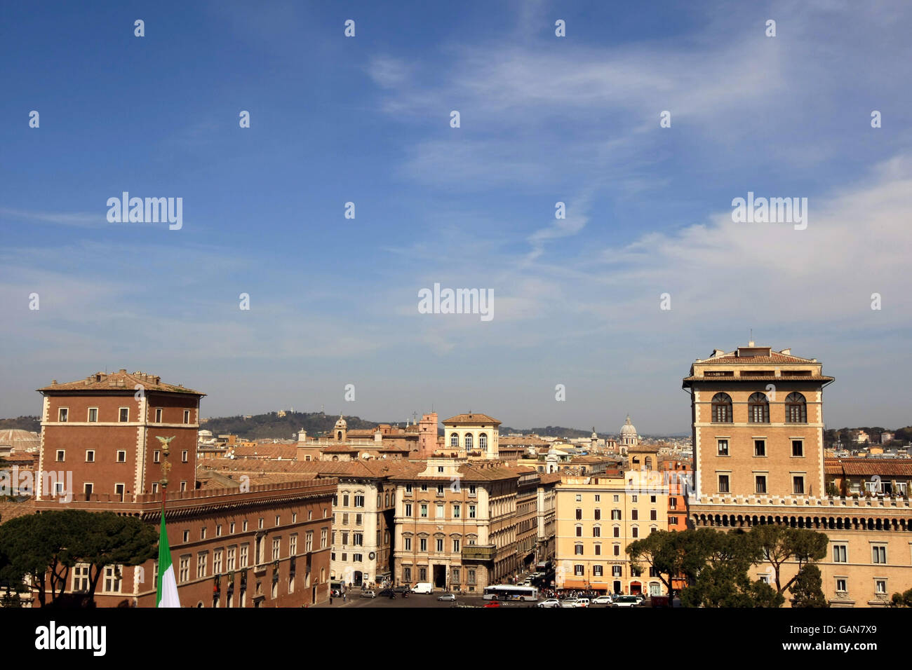 Reise - Blick Auf Die Stadt - Rom. Ein allgemeiner Blick auf die Dächer Roms Stockfoto