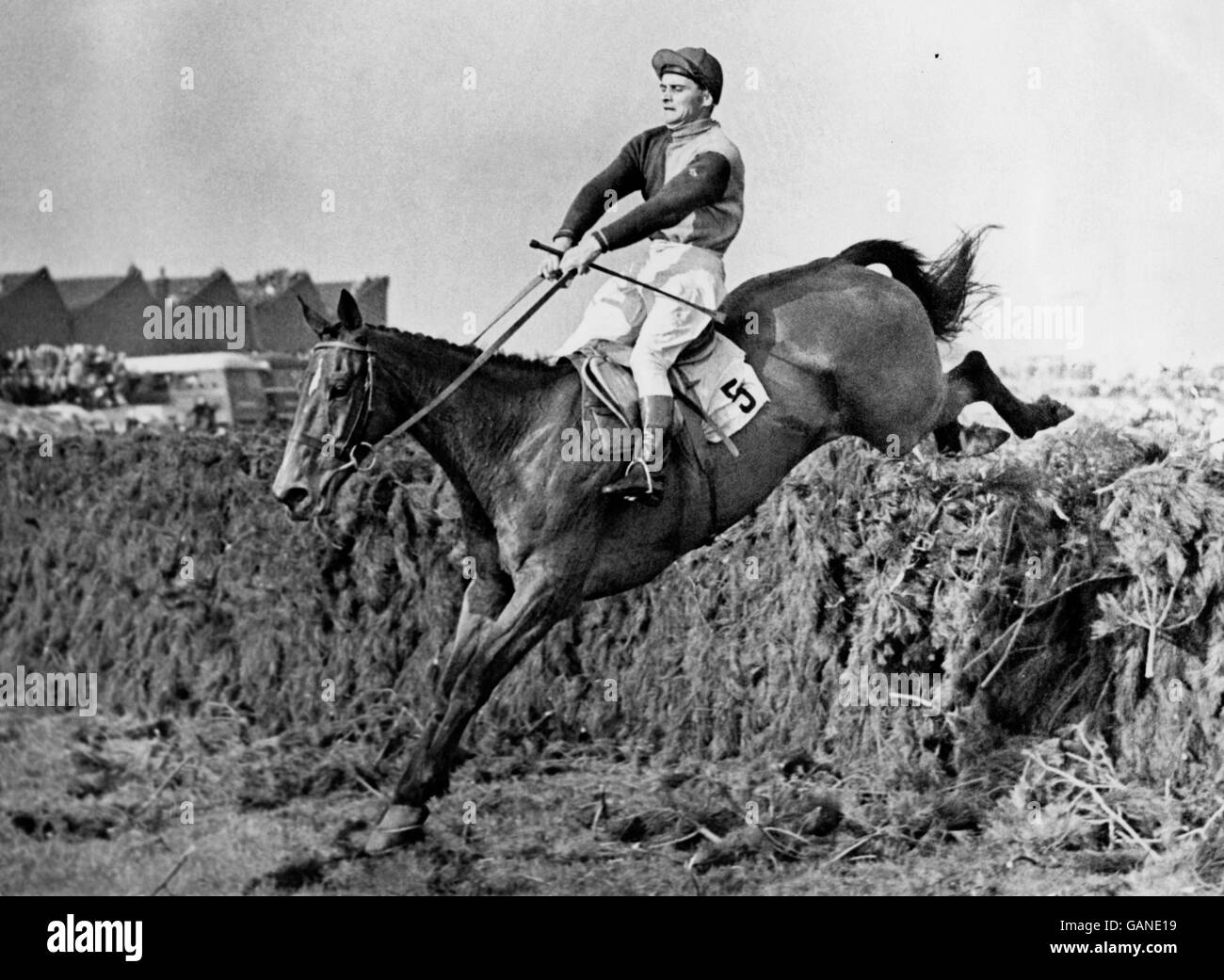 FreeBooter, Jimmy Power Up, räumt den letzten Zaun auf seinem Weg zum Grand National-Sieg. Stockfoto