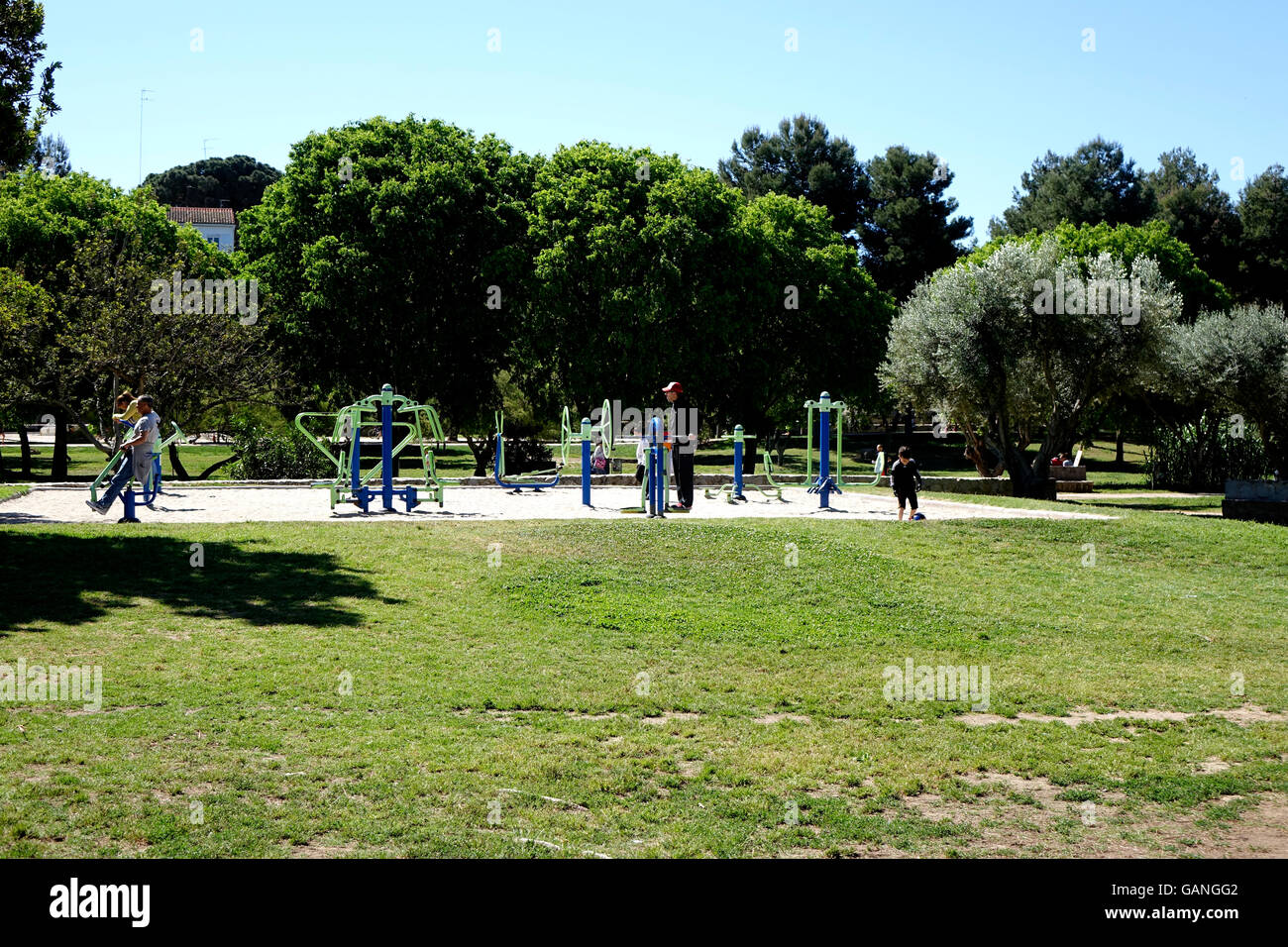 Ein outdoor-Training-Station im Jardi del Turia Park in Valencia, Spanien Stockfoto
