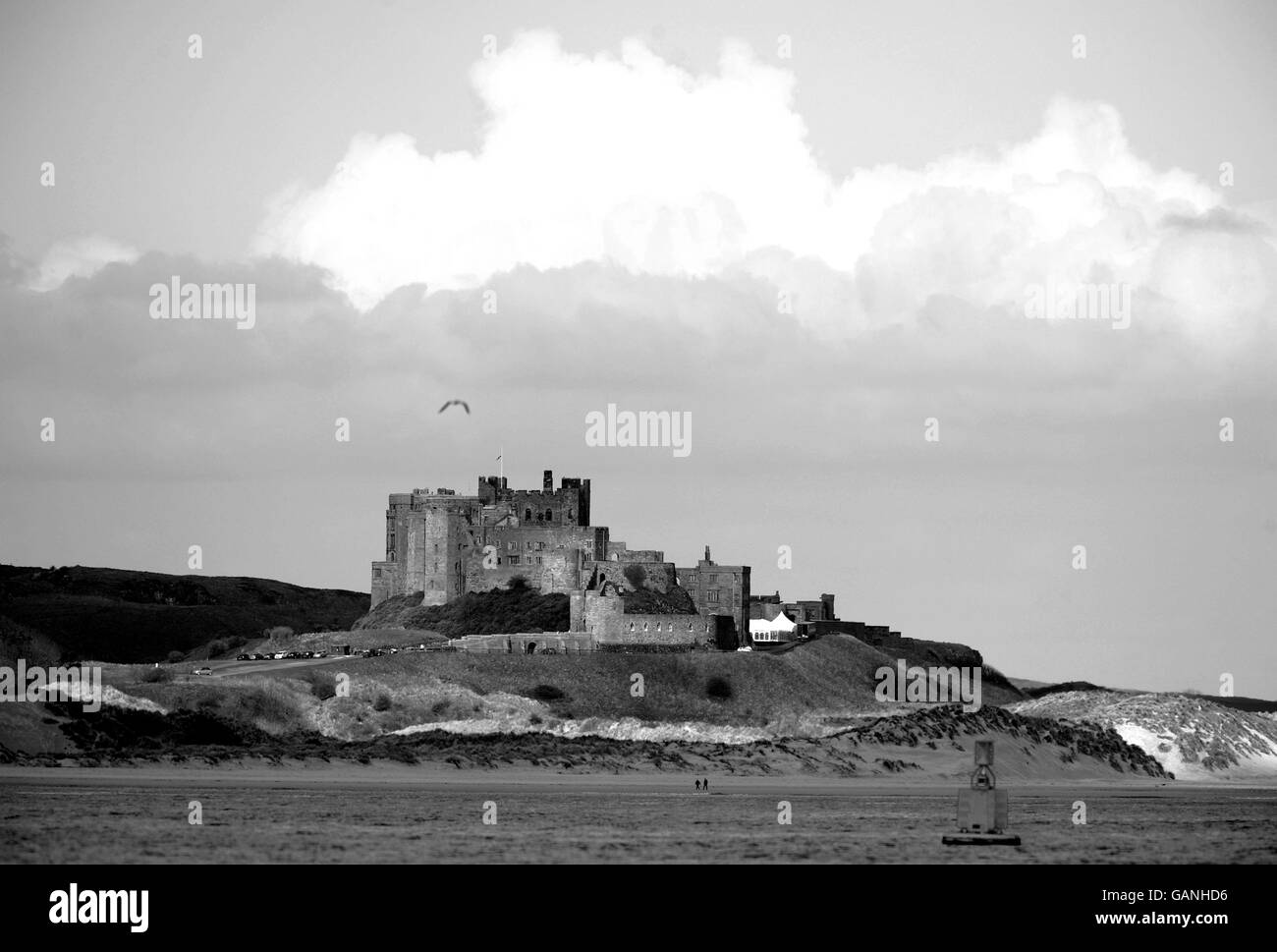 Bamburgh Castle Stock. Bamburgh Castle an der Küste von Northumberland. Stockfoto