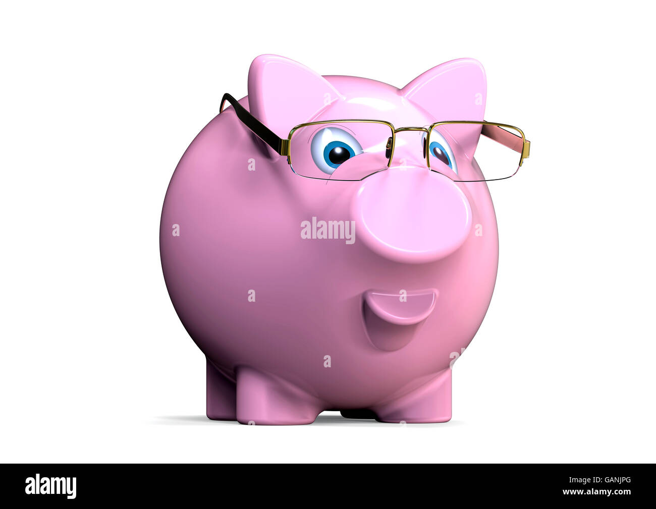 3D render Bild ein Sparschwein mit Brille für Buchhalter Stockfoto