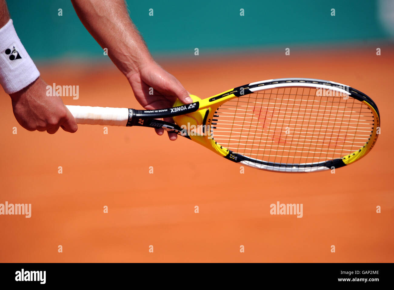 Argentiniens David Nalbandian im Kampf gegen den Schweizer Roger Federer Stockfoto
