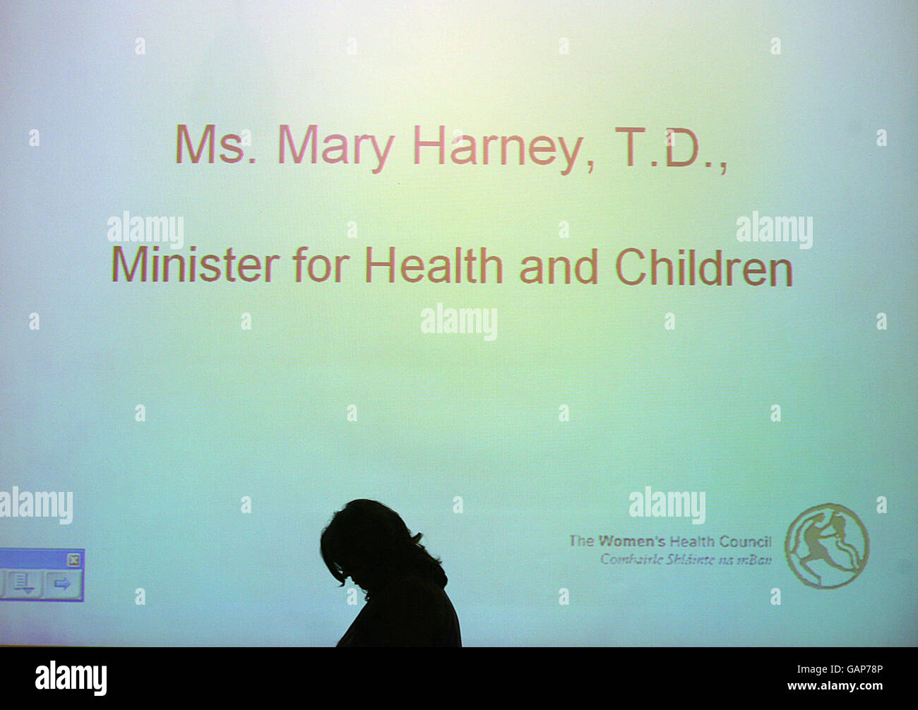 Ministerin Mary Harney beim Start einer neuen Studie in der Innenstadt von Dublin. Stockfoto