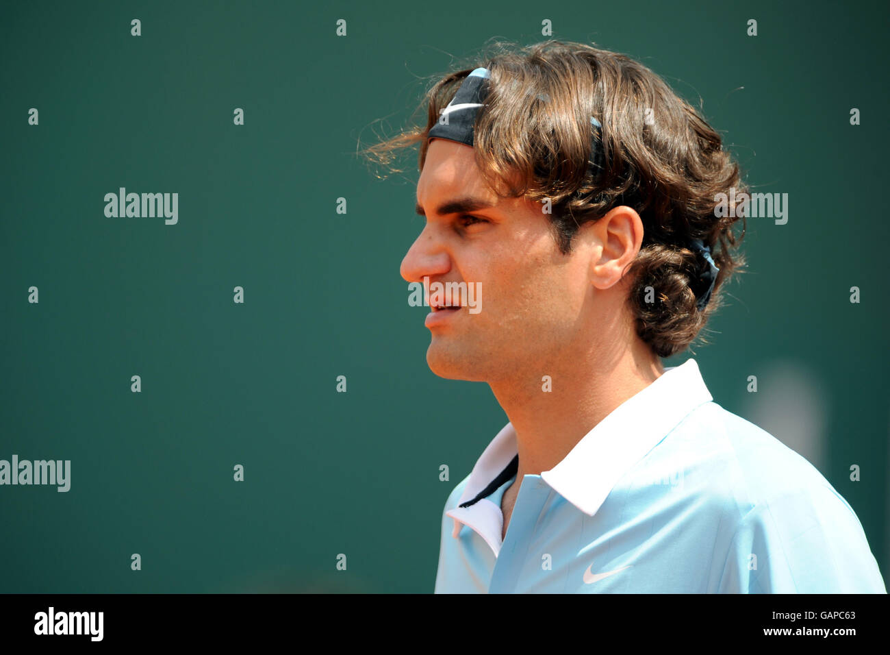 Tennis - ATP Masters Series - Monte Carlo -. Der Schweizer Roger Federer gegen den argentinischen David Nalbandian Stockfoto