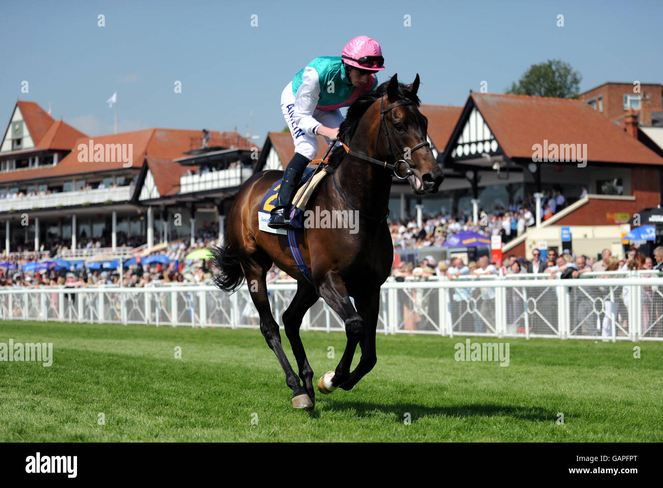 Pferderennen - totesport.com Chester Cup Tag - Tag zwei - Chester Racecourse - die Halifax Handicap Stakes. Doktor Fremantle unter Ryan Moore in der Bank of America Chester Vase Stockfoto