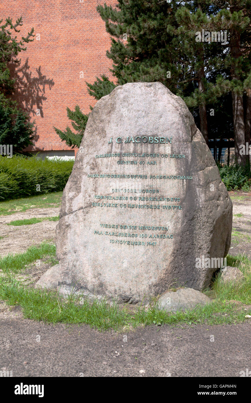 Denkmal der Carlsberg Gründer und Leiter durch 40 Jahre j.c. Jacobsen. Stockfoto