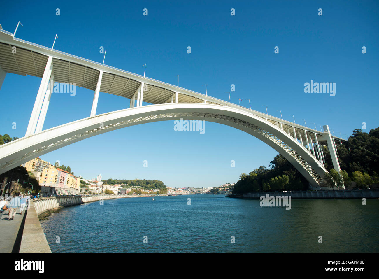 die Ponte da Arrabida am Fluss Douro in Ribeira in der Innenstadt von Porto in Porugal in Europa. Stockfoto