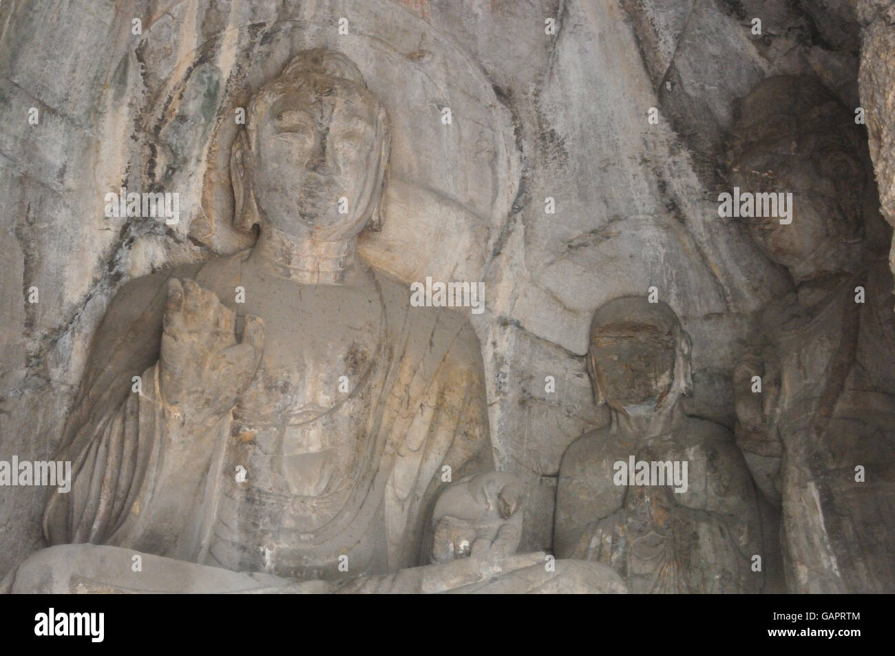 Skulptur des Buddha, Longmen Grotten, Henan, China Stockfoto