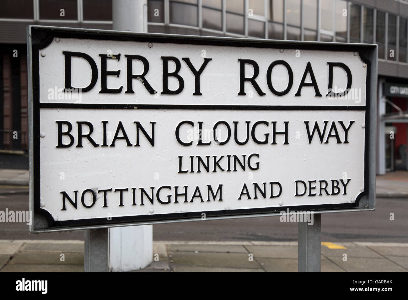 Derby Straße, Brian Clough Weise Zeichen, Nottingham Stockfoto