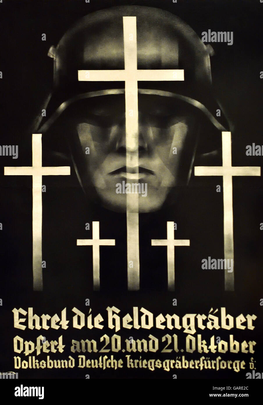 Rufen Sie für Spenden, um die Volksunion für Pflege deutsche Kriegsgräber 1934 Hannover Deutschland Erster Weltkrieg Stockfoto