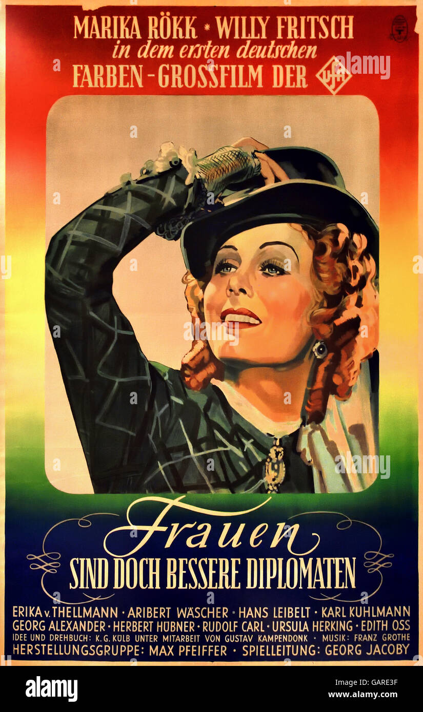 Plakat für die ersten UFA-Farbfilm Frauen sind bessere Diplomaten 1941 Berlin Nazi-Deutschland Stockfoto
