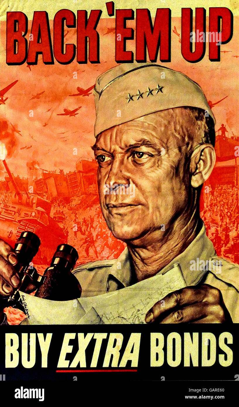 Zurück Plakat-' em-Up kaufen Extra Anleihen zweite 2. Weltkrieg 1940 - 1945 Vereinigte Staaten von Amerika USA Poster US Army Stockfoto