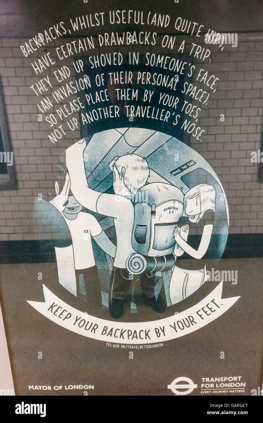 England, London, U-Bahn, öffentliche Bewusstsein Kampagne Zeichen Stockfoto