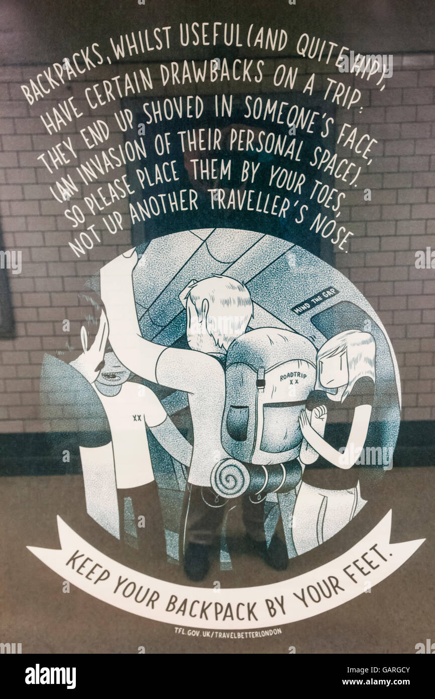 England, London, U-Bahn, öffentliche Bewusstsein Kampagne Zeichen Stockfoto