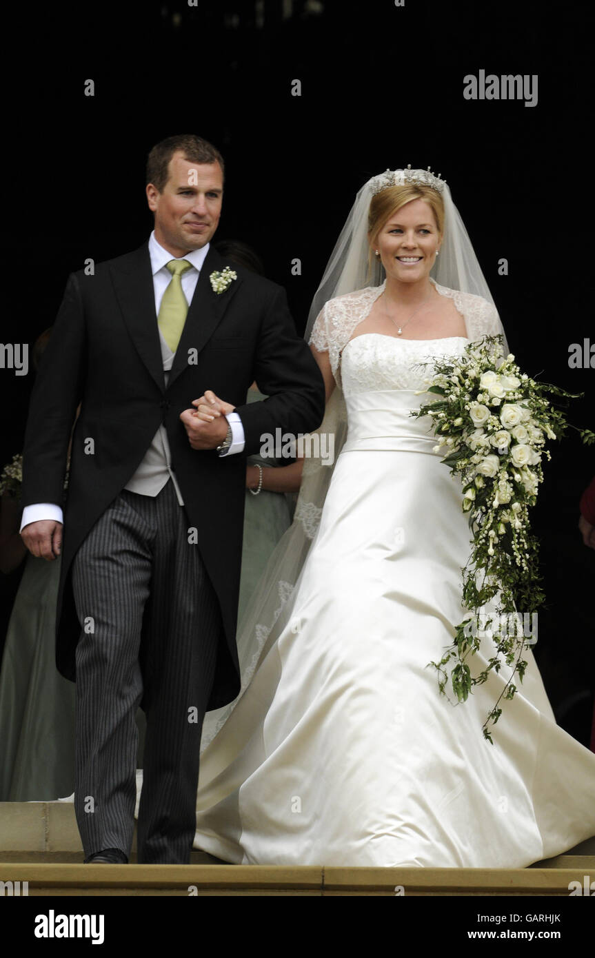 Royalty - Peter Phillips und Herbst Kelly Hochzeit - St.-Georgs Kapelle, Windsor Castle Stockfoto