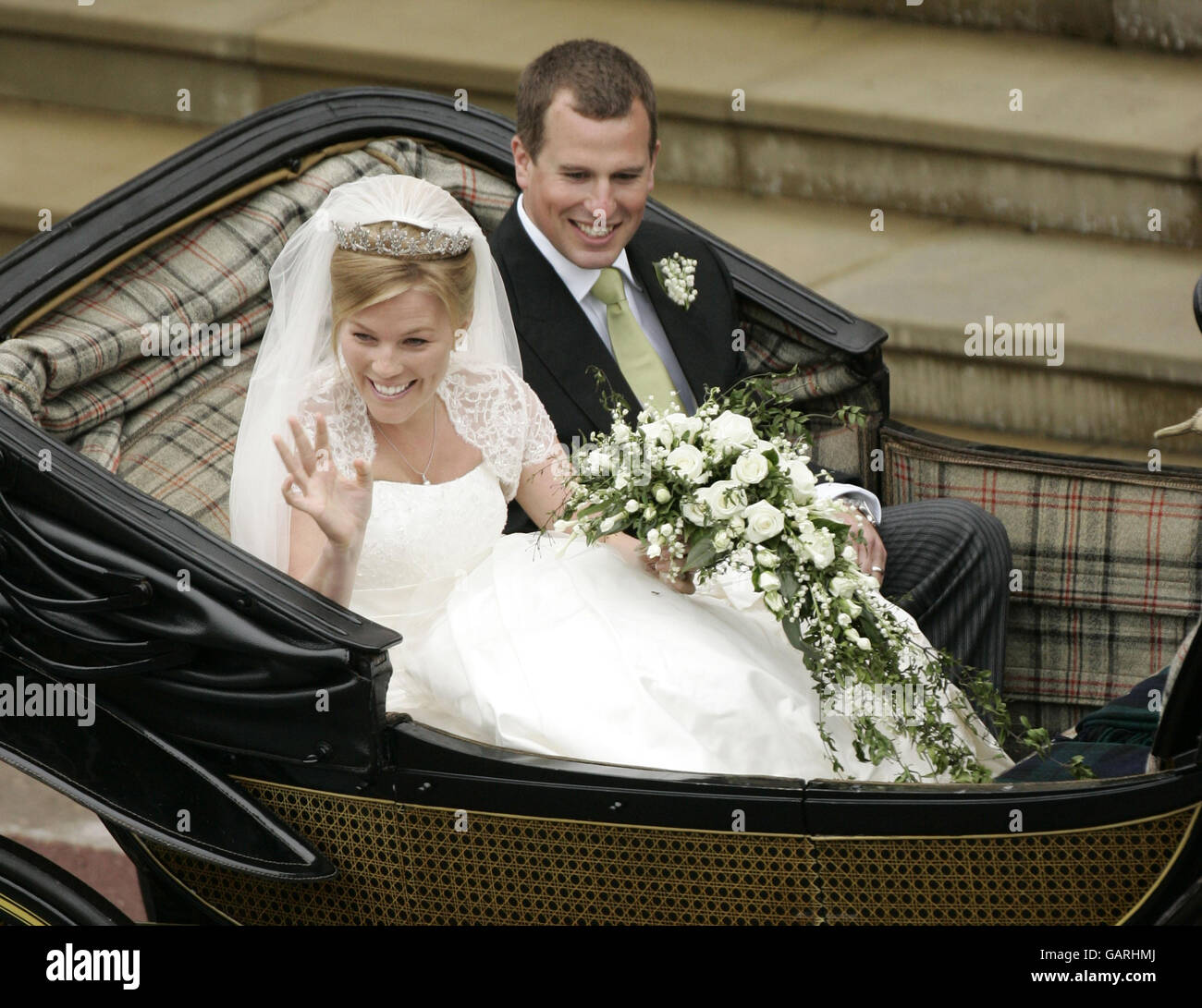 Royalty - Peter Phillips und Herbst Kelly Hochzeit - St.-Georgs Kapelle, Windsor Castle Stockfoto