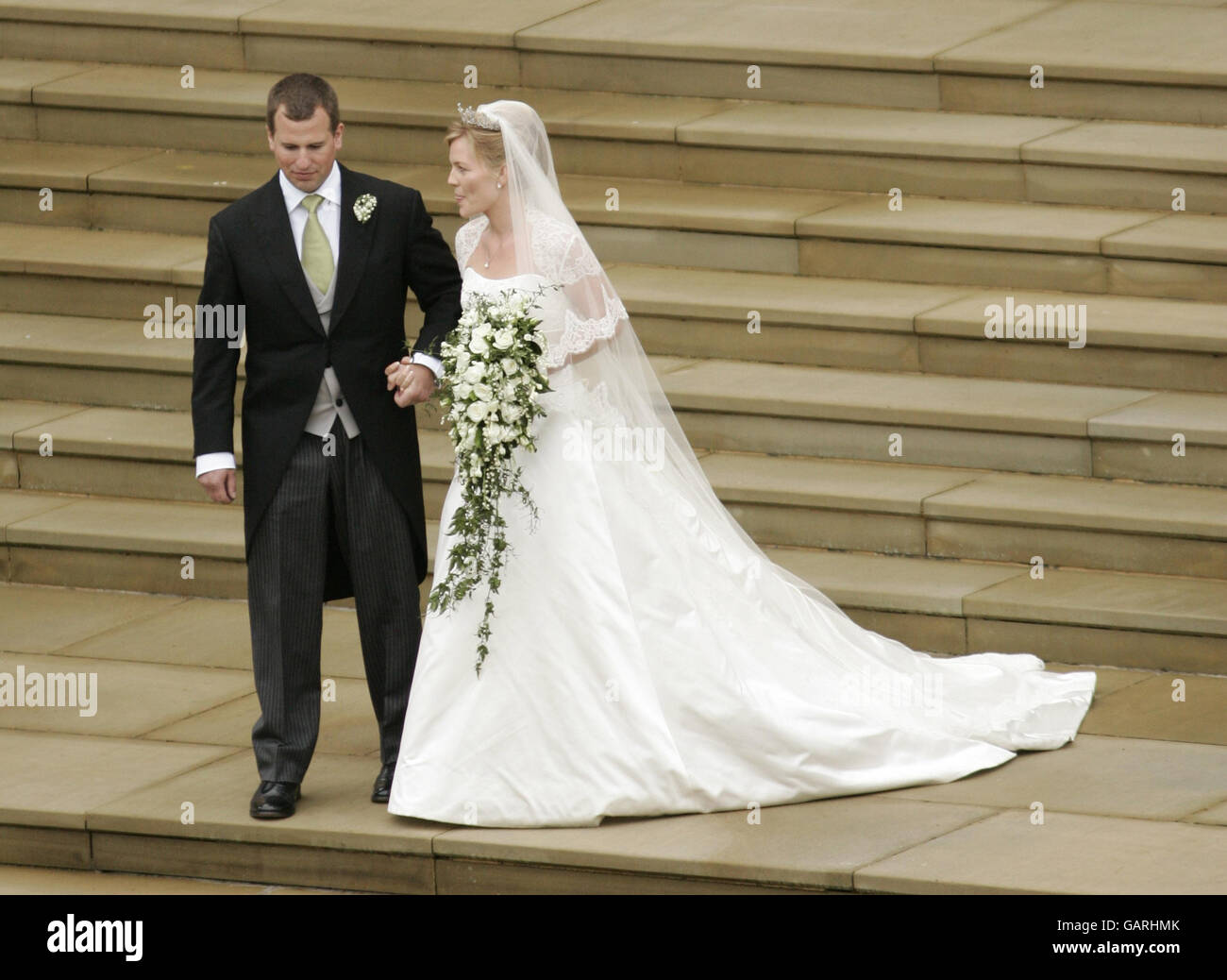 Royalty - Peter Phillips und Herbst Kelly Hochzeit - St.-Georgs Kapelle, Windsor Castle Stockfoto