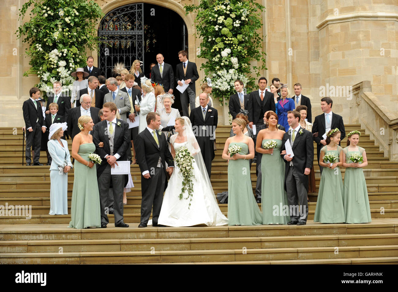 Royalty - Peter Phillips und Herbst Kelly Hochzeit - St.-Georgs Kapelle, Windsor Castle Stockfoto