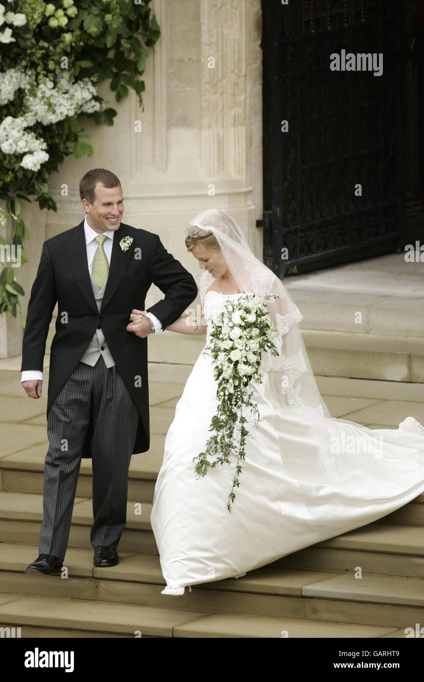 Royalty - Peter Phillips und Herbst Kelly Hochzeit - St.-Georgs Kapelle, Windsor Castle Stockfoto