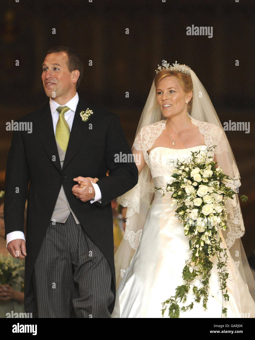 Royalty - Peter Phillips und Herbst Kelly Hochzeit - St.-Georgs Kapelle, Windsor Castle Stockfoto