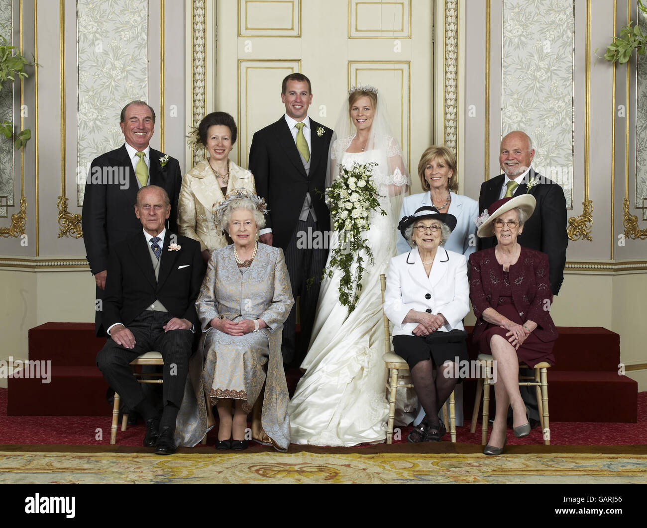 Royalty - Peter Phillips und Herbst Kelly Hochzeit - St.-Georgs Kapelle, Windsor Castle Stockfoto