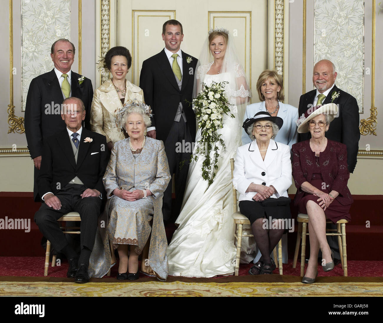 Royalty - Peter Phillips und Herbst Kelly Hochzeit - St.-Georgs Kapelle, Windsor Castle Stockfoto
